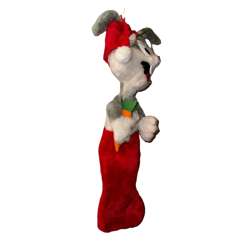 Vtg Bugs Bunny Plush Christmas Stocking Santa Hat Carrot Warner Bro 1990 24